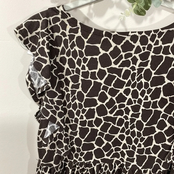 NWT Ann Taylor Factory Giraffe Animal Print Ruffled Cap Sleeve Peplum Top M - Picture 7 of 14